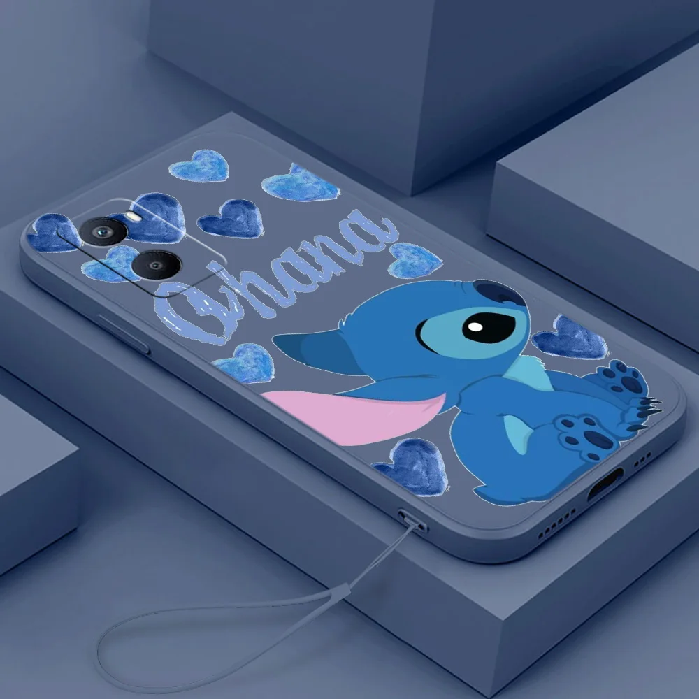 

NEW Disney Stitch Love Phone Case For OPPO F21 F9 F7 F5 Find X5 X3 X2 Neo A16S A5 2020 Pro Lite Liquid Rope Funda Cover