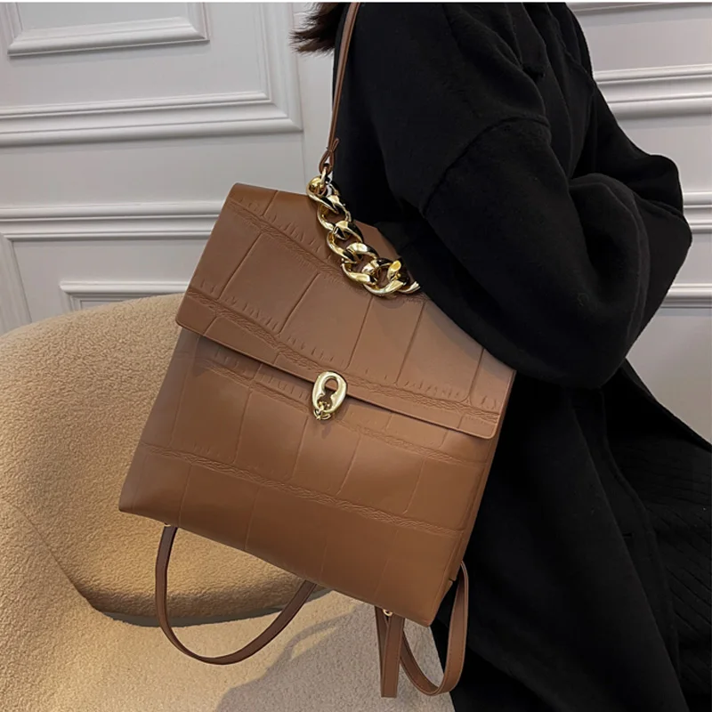 

Женский рюкзак из искусственной кожи с узором под камень, модные дорожные сумки на цепочке для девушек, сумки на плечо