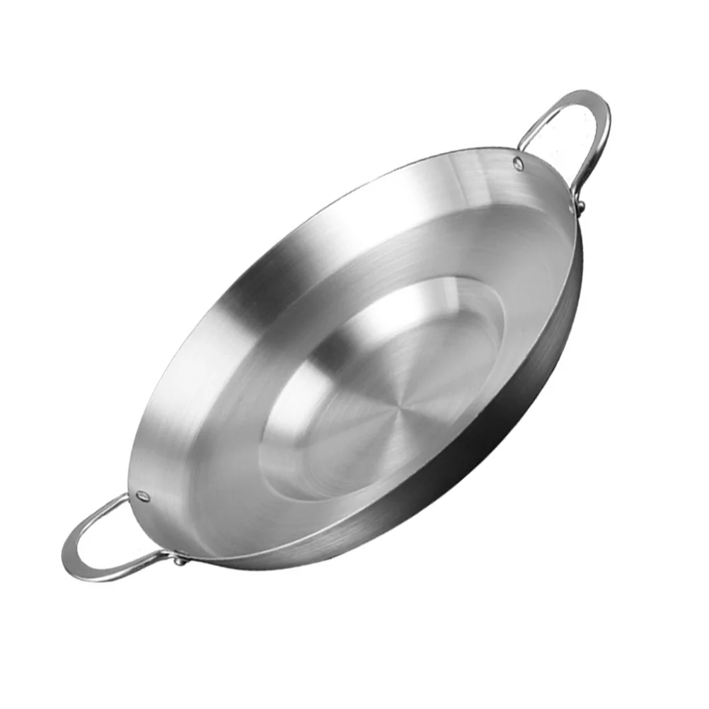 

Paella Pan Flat Bottom Frying Pan Stainless Steel Skillet Nonstick Cookware with Double Handles for Kitchen Camping Outdoor
