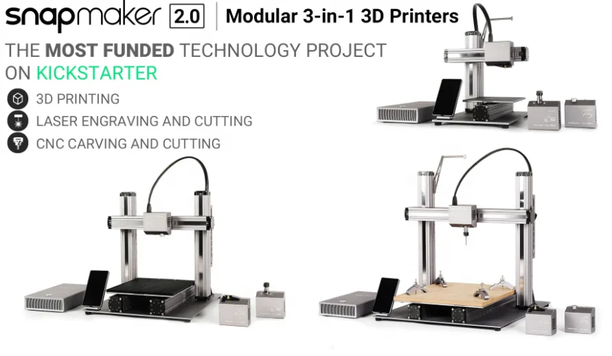 Лучшая цена 3D-принтер Snapmaker машина для резьбы с ЧПУ лазерный гравировальный