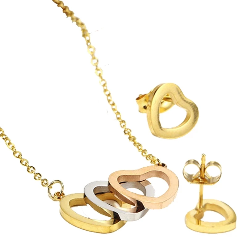 

Stainless Steel Jewelry Sets Heart Necklace And Earring Set Woman Vogue 2019 Jewellery Accessories Summer Bohemian
