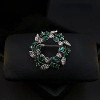 retro round garland brooch exquisite high end corsage luxury pins elegant accessories women suit scarf buckle rhinestone jewelry