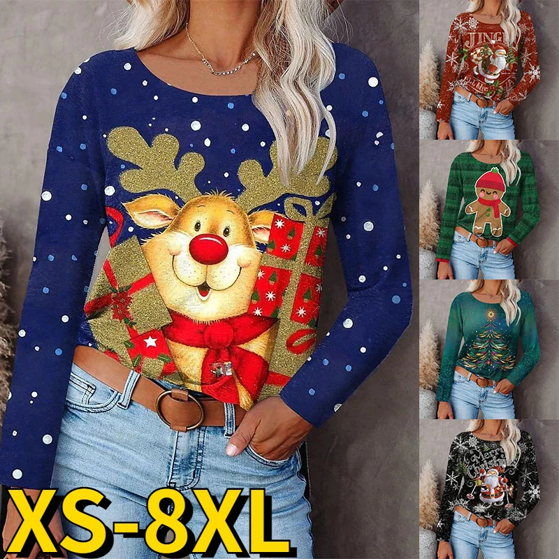 

Футболка женская оверсайз с длинным рукавом, модный винтажный топ с круглым вырезом, Повседневный пуловер с принтом животных, Осень-зима