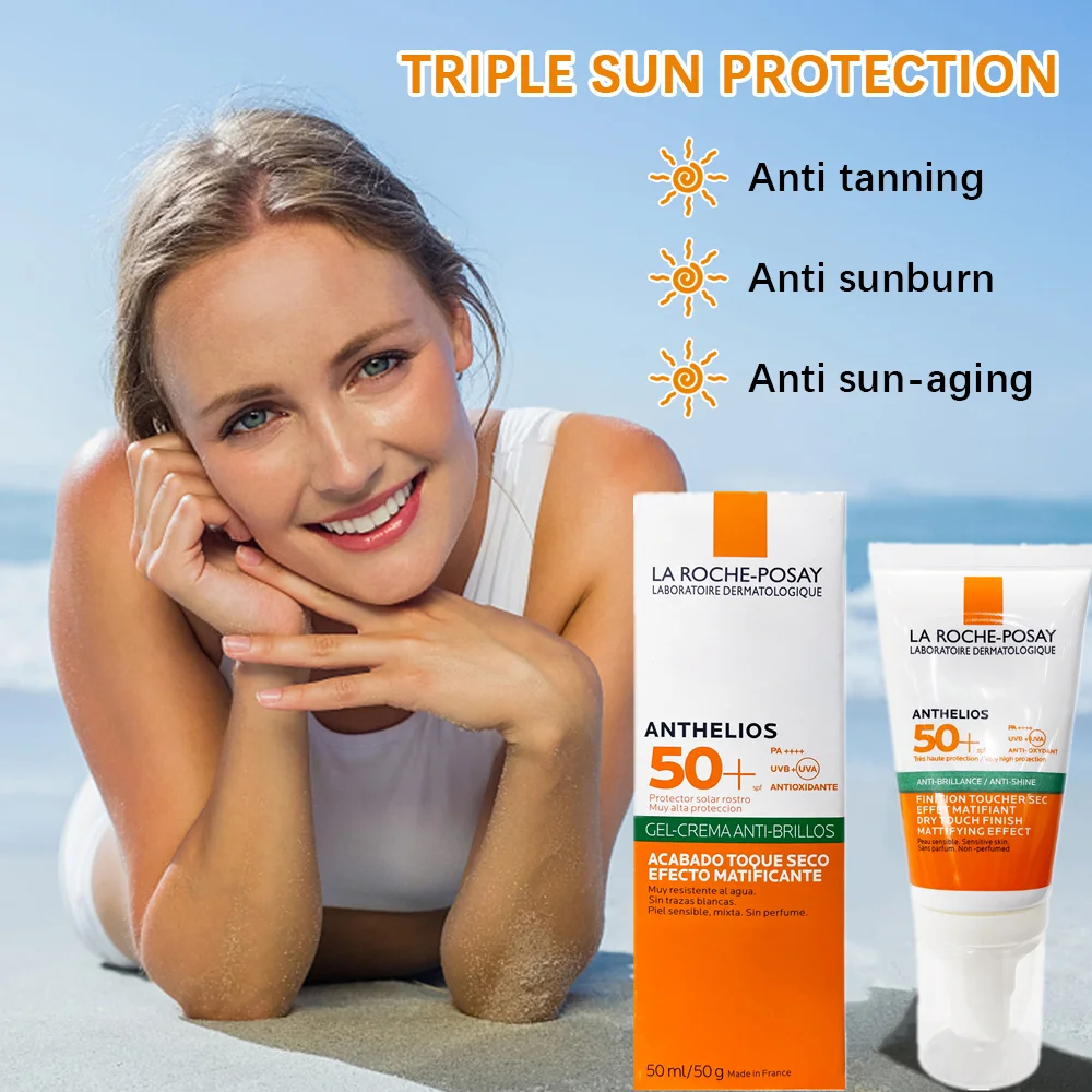 

Солнцезащитный гель SPF50 + La Roche Posay Anthelios, антибликовый крем для жирной кожи, с защитой от блеска