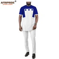 african men attire dashiki printed shirt suit two piece outfits short sleeve blouse sports suit short sleeve afripride a2016003