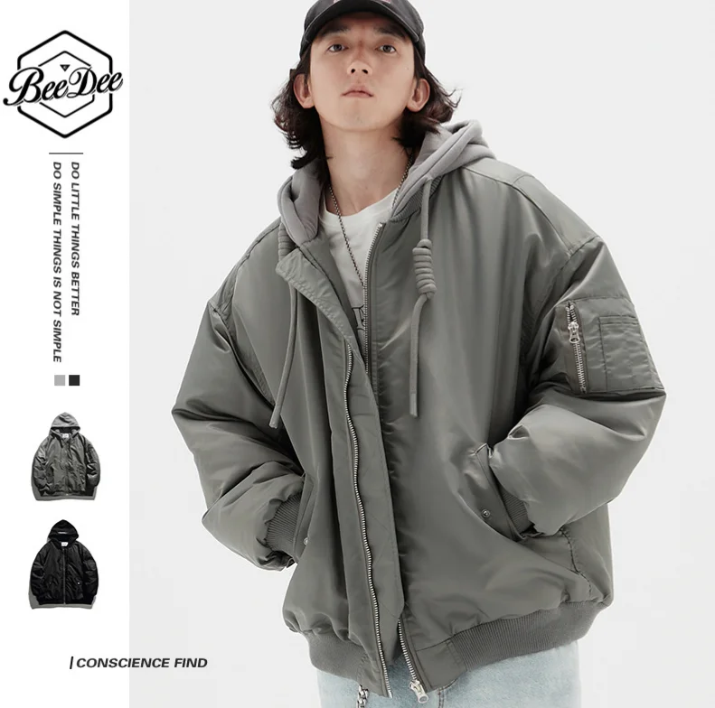 Cotton-padded jacket men's tide brand thickened cotton-padded jacket men's winter hooded jacket padded jacket