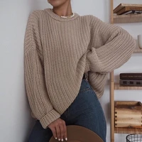 autumn winter solid long sleeve striped sweaters 2021 women o neck loose knitting sweater female casual warm pullover jumpers