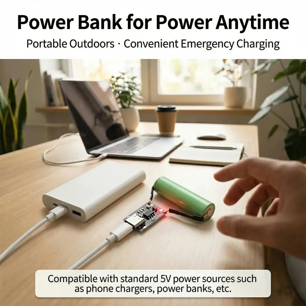Фото Универсальная зарядная плата USB Type-C для литиевых аккумуляторов 3.7В (1-20 шт.) с защитой от перезаряда и разъемами №4