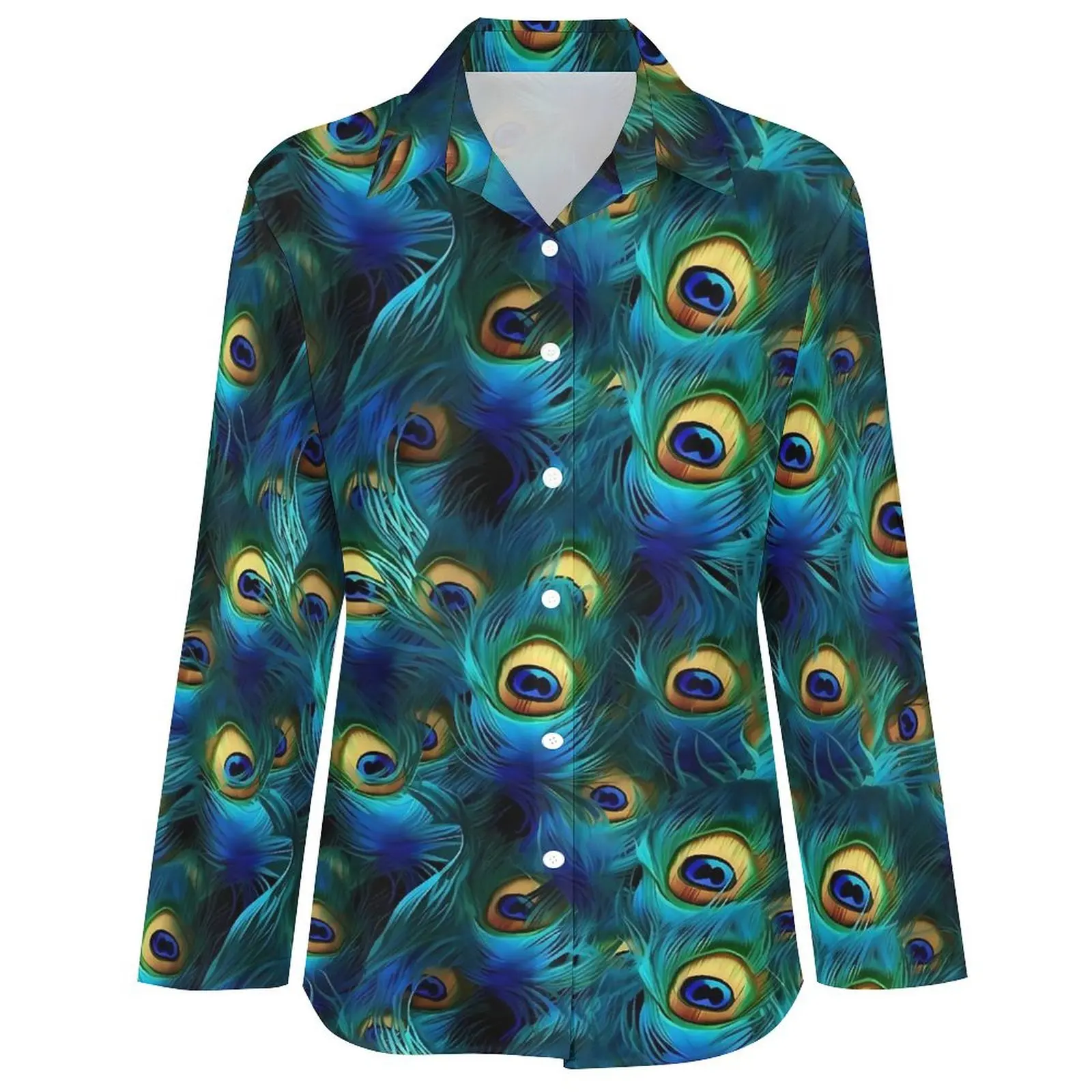 Винтажная повседневная блузка с павлиньими перьями кавайные блузки длинными