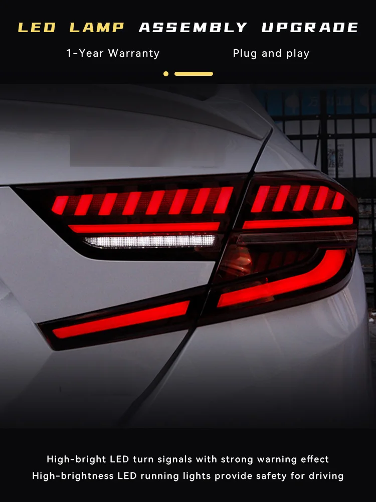 Фото Автомобильные фары для Honda Accord G10 2018-2023, обновленный задний фонарь, полностью светодиодный DRL, модифицированный тормозной сигнальный фонарь, инструменты, аксессуары №1