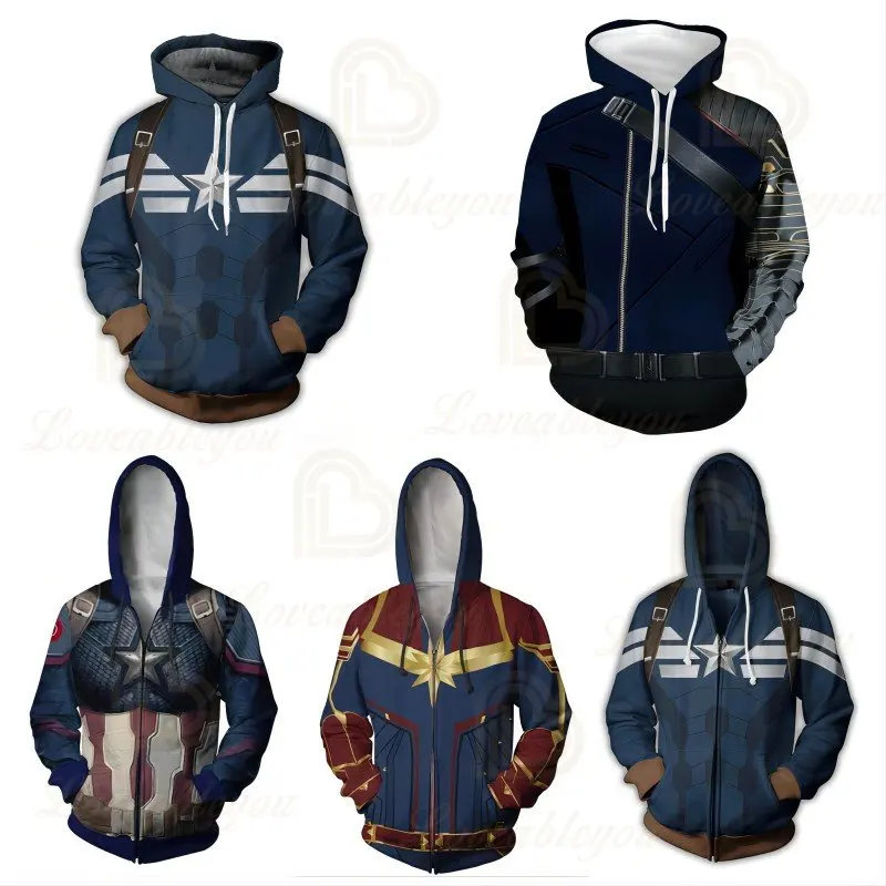 

2022 Long Sleeve 3D Printed Winter Soldier Hoodies Sweatshirts Men Hoody Hooded Super Hero Cosplay Jacket Spring Autumn Clothing