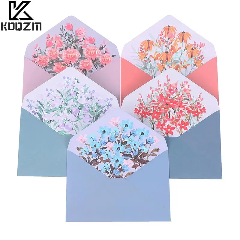 

6pcs Printed Flowers Envelope Set Kawaii Stationery Wedding Greeting Card Envelope Invitation Letter Paper Office SchoolSupplies