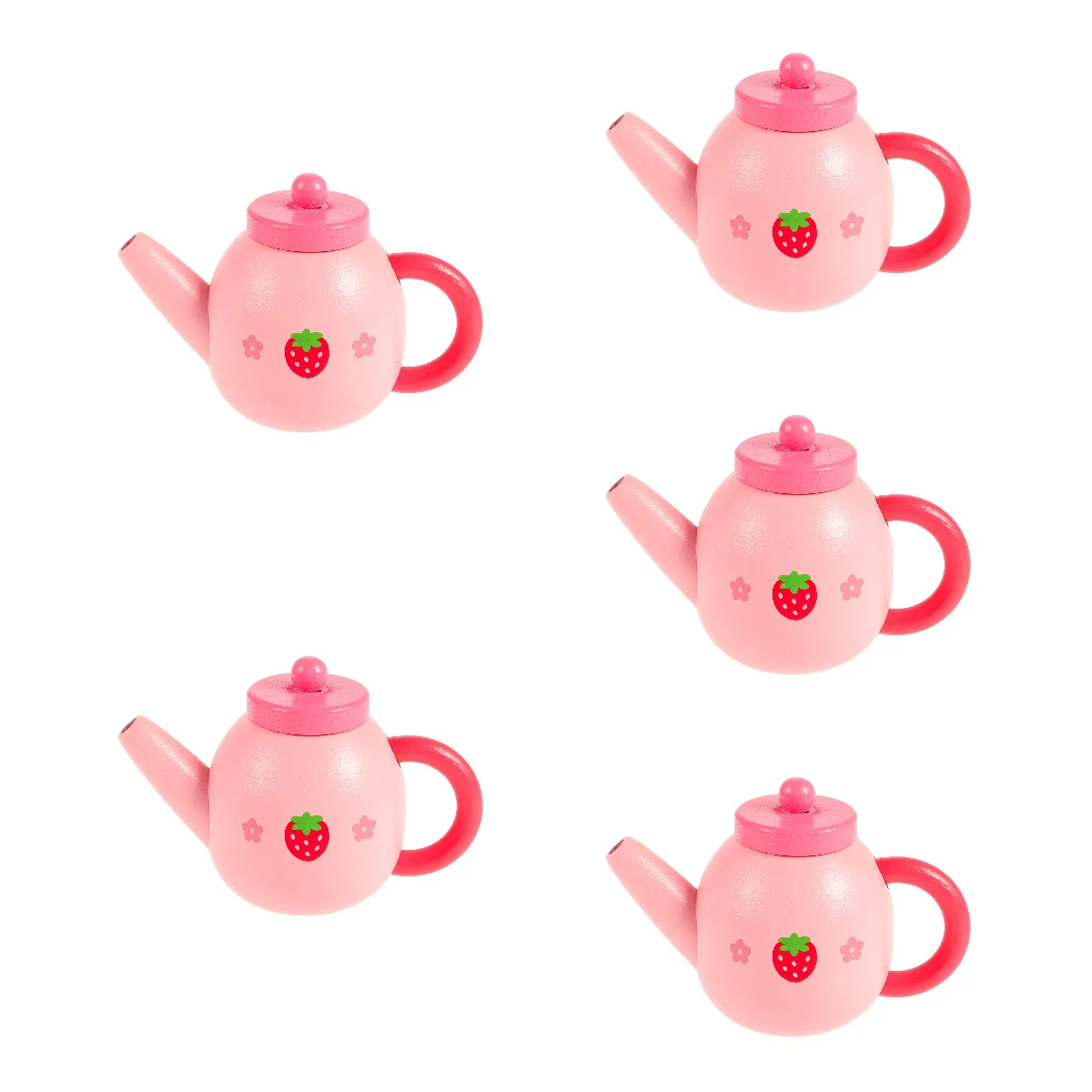 

5 Pack Mini Wok Play House Kitchen Utensils Decor Kettle For Furniture 10.5x5.5x7.2cm Miniature Water Model Pink Wood Pot