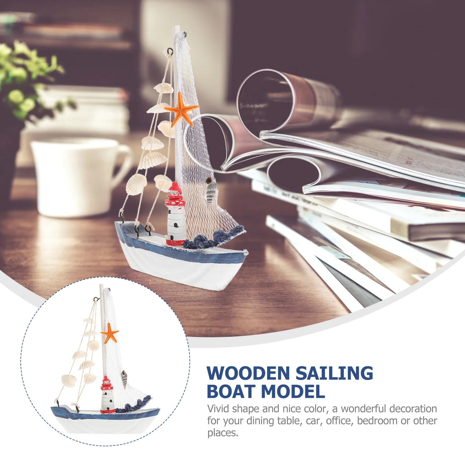 

Sailboat Boat Wooden Model Decor Nautical Ship Sailing Beach Room Ornament Boys Figurine Statue Decoration Wall Sculpture Mini