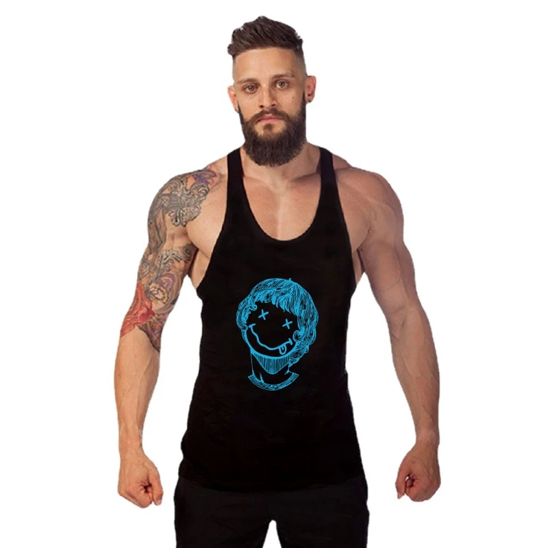 

Man Gothic Smile Printing Punk Men Print Cotton Oversize tank tank top men men Unisex Oversize Mujer Gym t-gym Gym t-shirt man G