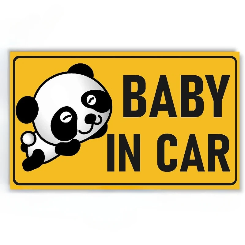 

Желтый знак-напоминание «Малыш в машине», наклейки на борту для мальчиков и девочек, узор панды, детский бампер автомобиля, 15 см, ПВХ KK