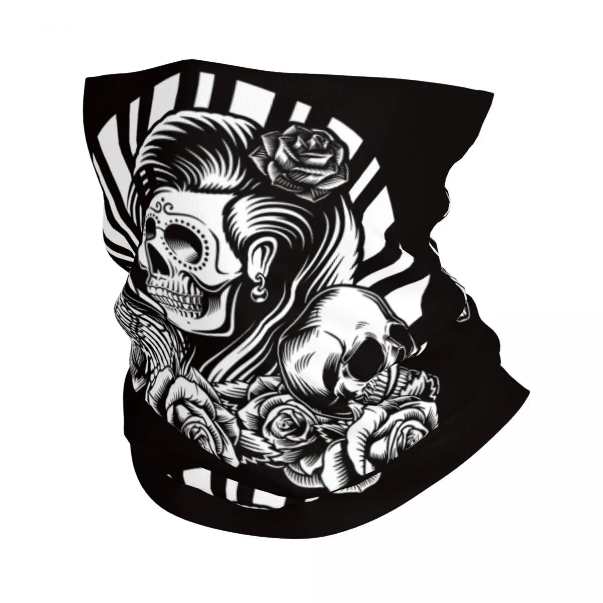 

Женская сатановая Бандана с принтом в виде мексиканского сахарного черепа
