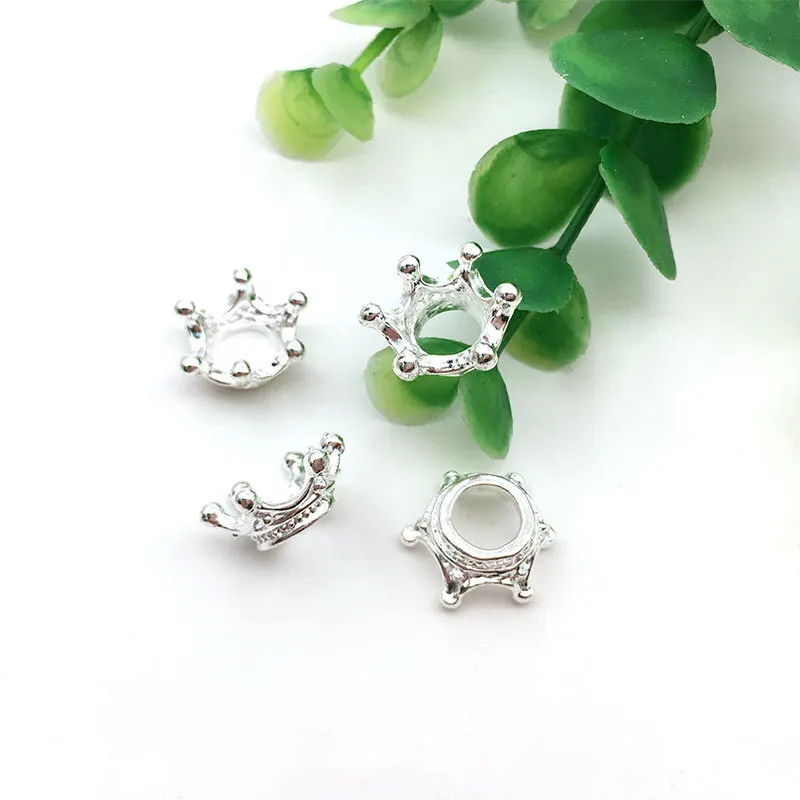 50pcs Alloy Mini Crown Pendants DIY Bracelet Vintage Necklace Earrings Metal Jewelry Accessories Spacer Beads Handmade Materials