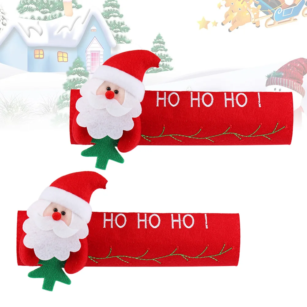 

Christmas Handle Cover Refrigerator Protector Decoration Decor Kitchen Santa Microwave Door Claus Party Oven Antiskid Supplies