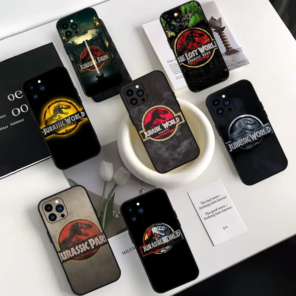 Чехол J-Парк Юрского периода с динозавром для iPhone Mini 11 12 13 14 15 Pro XS Max X Plus SE XR черный