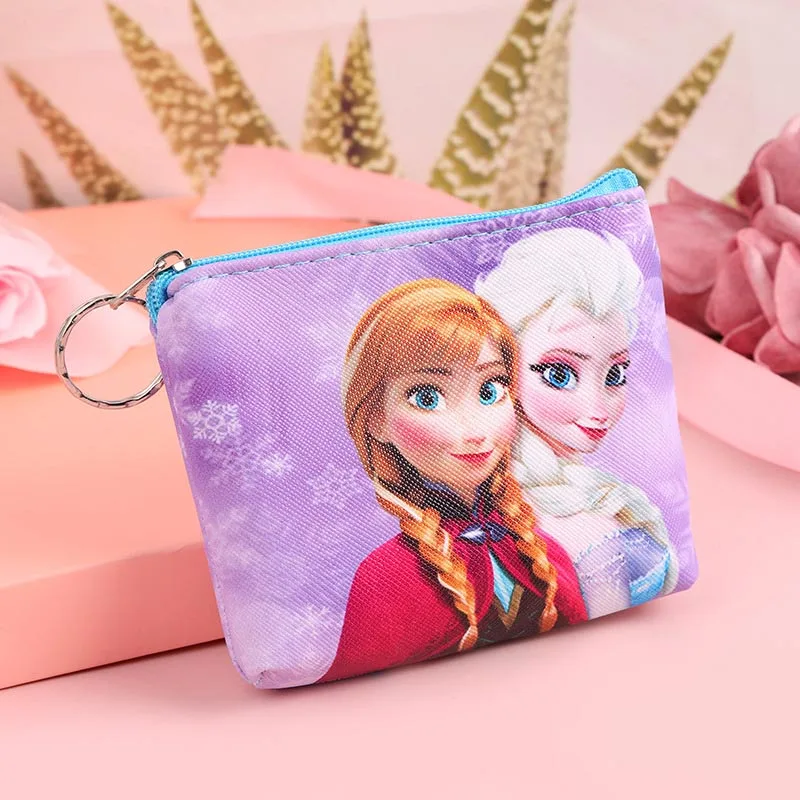 Disney PU Frozen Elsa Anna Children Zipper Coin Bags Girls Storage Pouch Wallets Women Mini Wallet images - 6