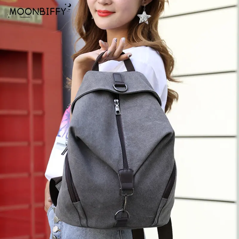 

Модный холщовый женский рюкзак, многофункциональный повседневный рюкзак для девочек-подростков, новинка 2022, летняя женская вместительная ...