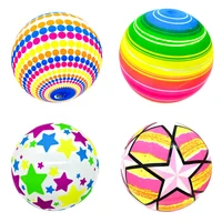 9 inches rainbow color star pattern inflatable toy bouncy ball outdoor sports rubber beach ball parent children games for kids