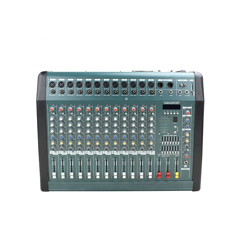 Multifunctional 12 Channel effect sound mixer console professional sound audio power mixer for wholesales