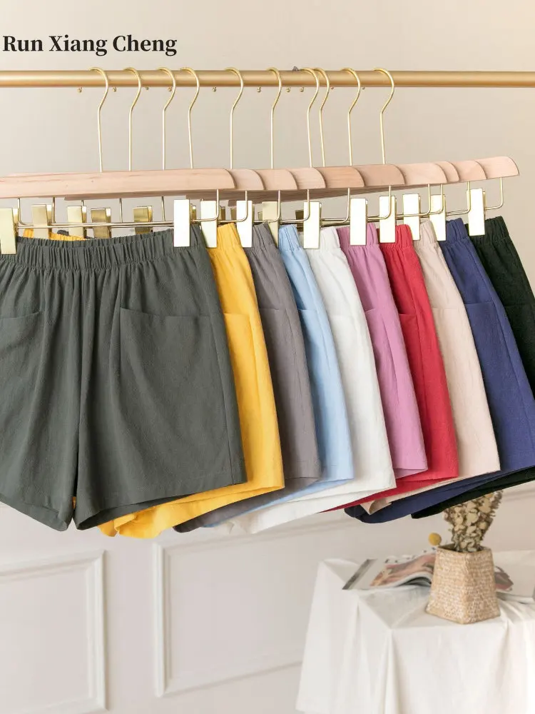 Women's Shorts 2023 Summer New Fashion Cotton and Linen Vintage Slimming Baggy Thin High Waist Wide Leg Harajuku Oversize Casual