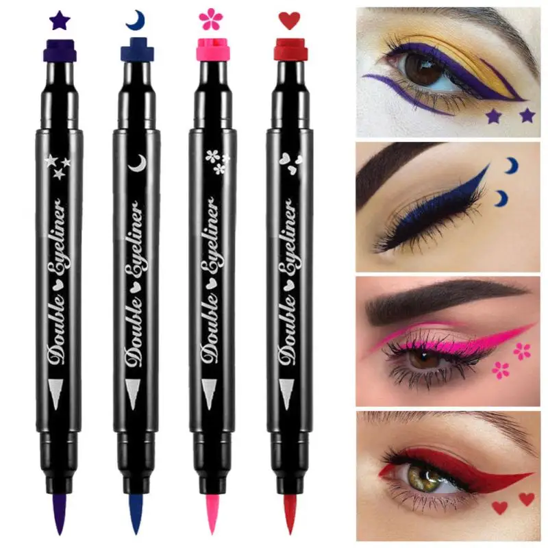 

Colourful Liquid Eyeliner Long-lasting Double-ended Colourful Seal Eyeliner Set Anti-saturation Eyeliner Seal Design Makeup 4pcs