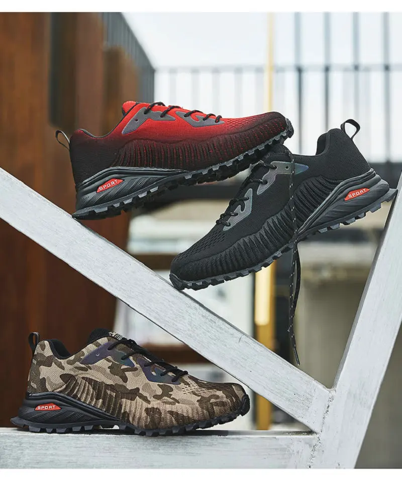New outdoor hiking shoes in spring and summer of 2021 Men's mesh fashion large comfortable hiking shoes camouflage sports boots