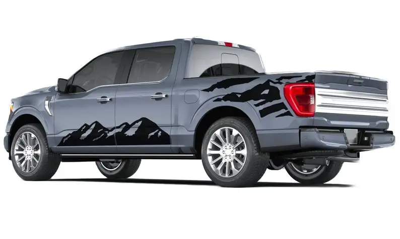 

Decal Sticker Compatible with Ford F150 Super crew Cab 2015 - 2021 Side Bed wrap Fender mountains Vinyl 4x4 Raptor modern