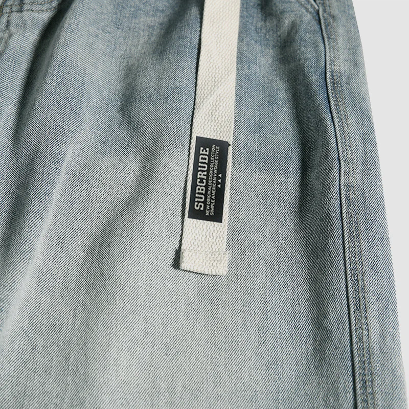 Mens Jeans Washed Light Color BF Japanese Fashion Jeans Wide Leg Long Pants Loose Straight Jeans Streetwear Men