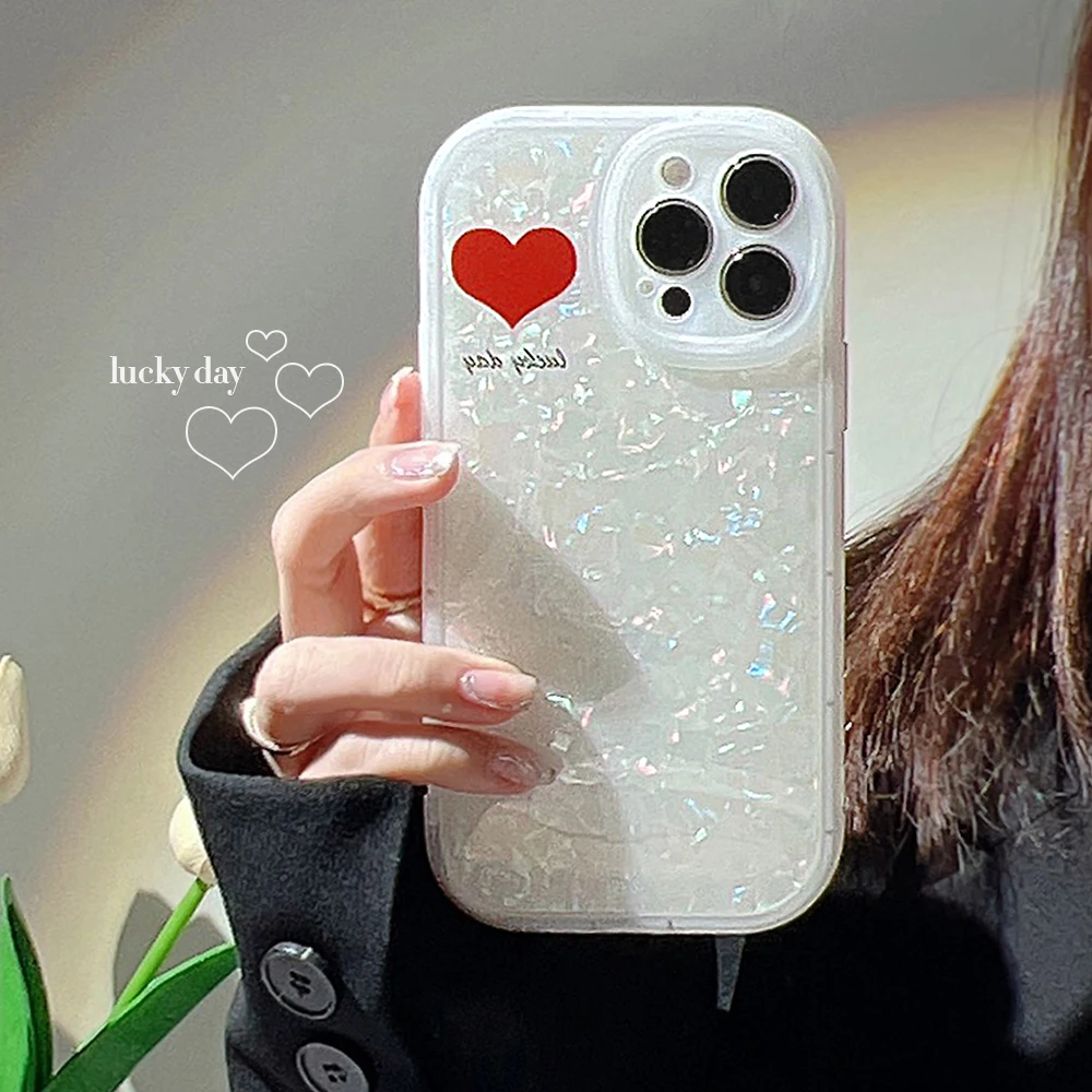 

Shell Red Heart Simple Ins Lens Protector Cell Back Cover For iPhone 13 Pro Max 12 Mini 11 Xr Xs Max X 7 8 Plus Cute Phone Case