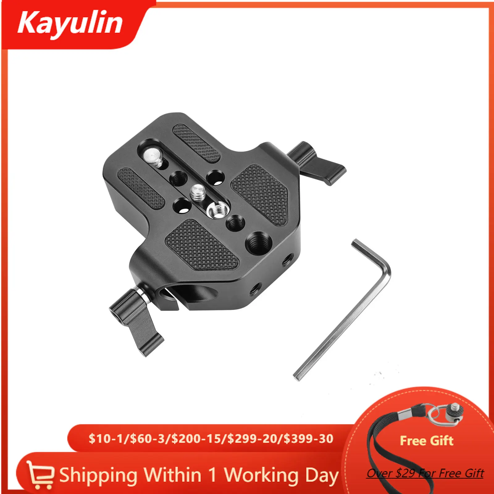 

SZRIG Universal Camera Base Plate With Dual 15mm Rod Rail Clamp For Sony FS7 Sony A7 Series Canon C100 C300 C500 Panasonic GH5