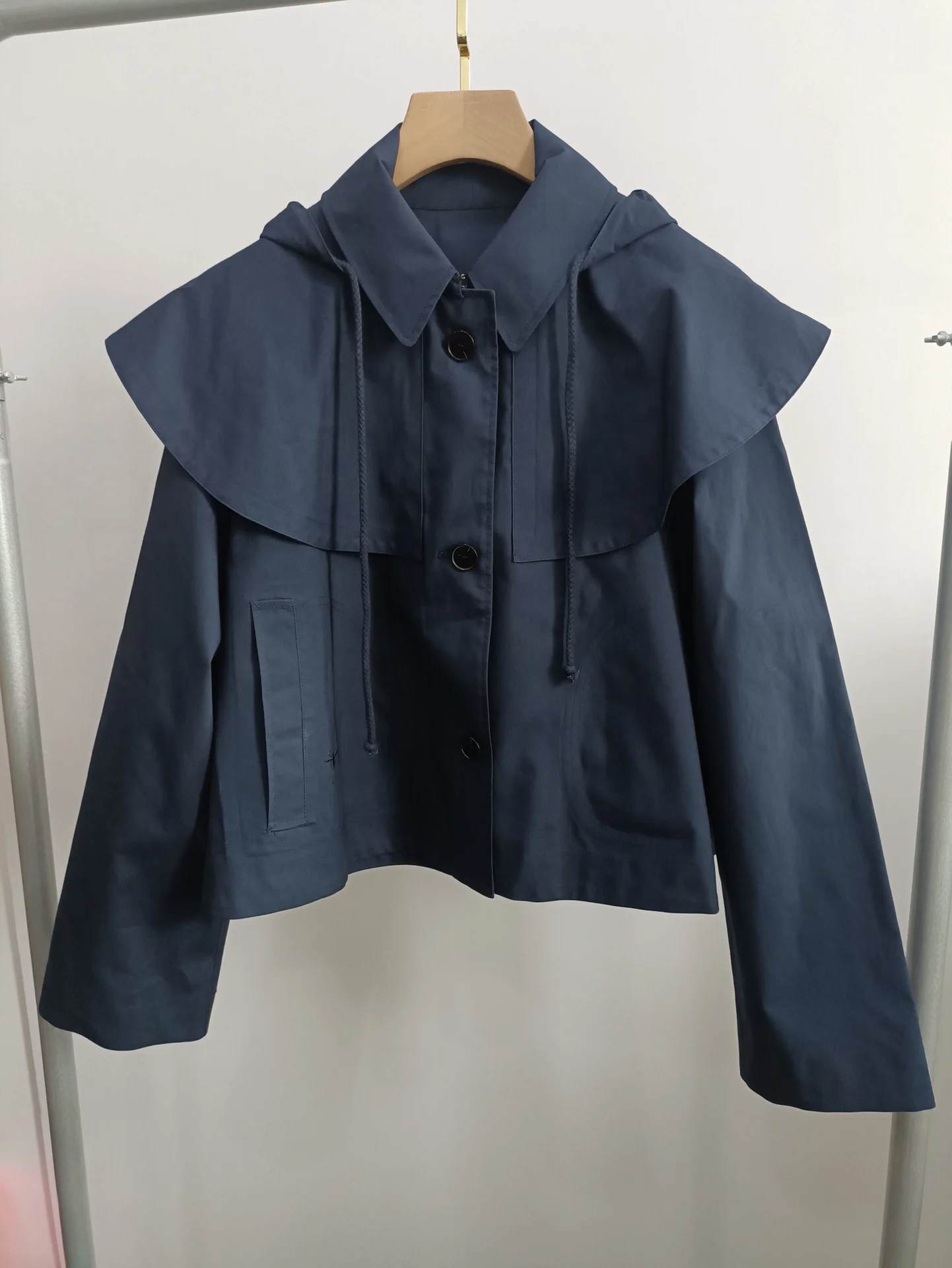 Женский короткий тренчкот с капюшоном элегантный повседневный винтажный осень