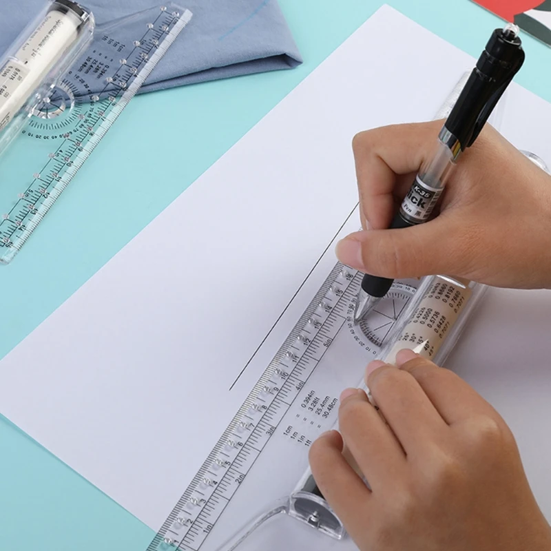 

Transparent Rolling Parallel Ruler Balancing Scale for Drawing Lines Circles