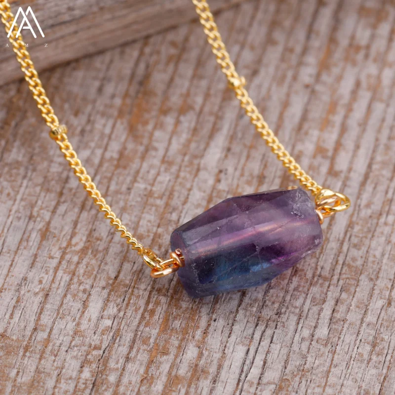 Лечебные кристаллы Nugget ожерелье из бисера для женщин модные простые аметисты