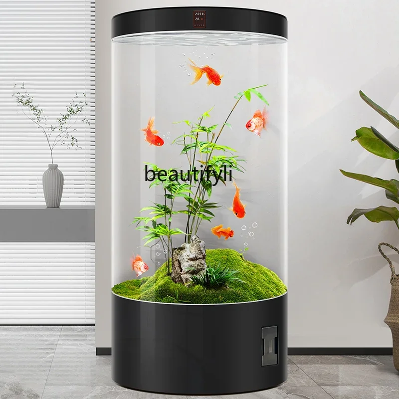 Круглый аквариум для гостиной от пола до потолка умный экологический стеклянный