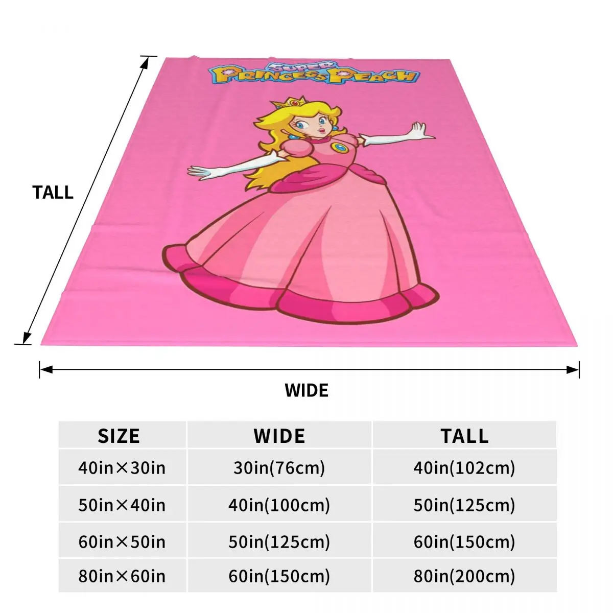 Фланелевое одеяло принцессы Super Mario Peach теплое для гостиной пикника пушистое