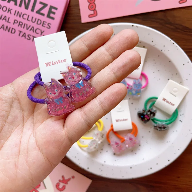 Новые корейские милые детские резинки для волос с котом акриловая прозрачная