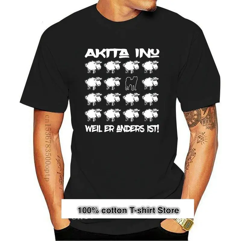 Фото Camiseta negra de oveja AKITA INU, собака японская Hunde Fun Schaf Siviwonder, nueva №1