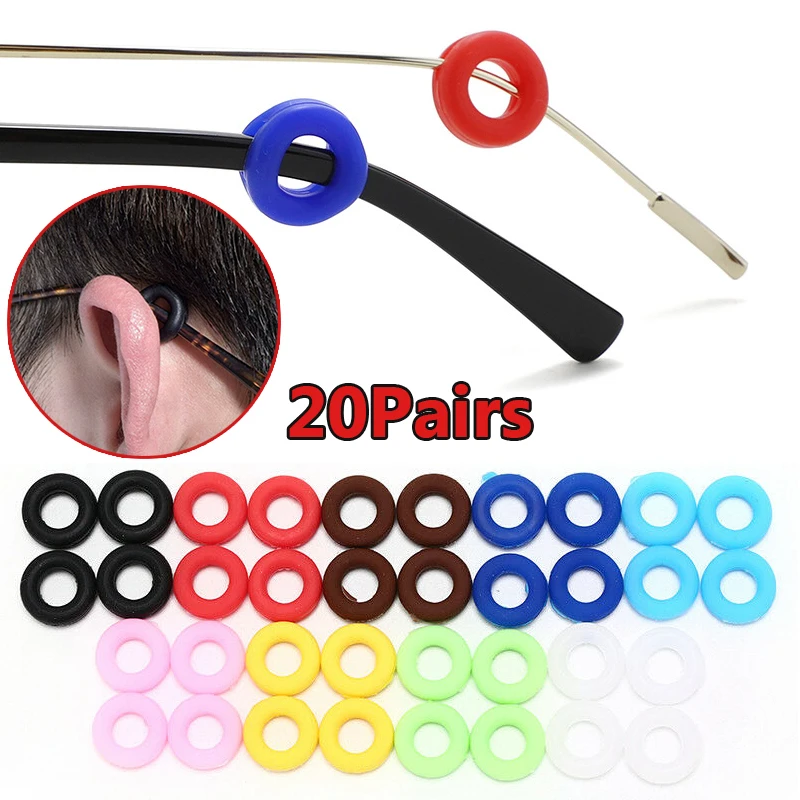 

20Pairs Round Glasses Ear Hooks Silicone Eyeglasses Temple Tips Retainer Anti-Slip Comfort Glasses Retainers for Glasses