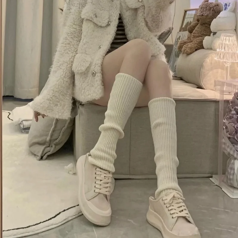 

Lolita Style Kawaii Leg Warmer Autumn Winter Punk Streetwear Y2K Knit Socks Goth Harajuku Boot Cover Sweet Girl Women Sock