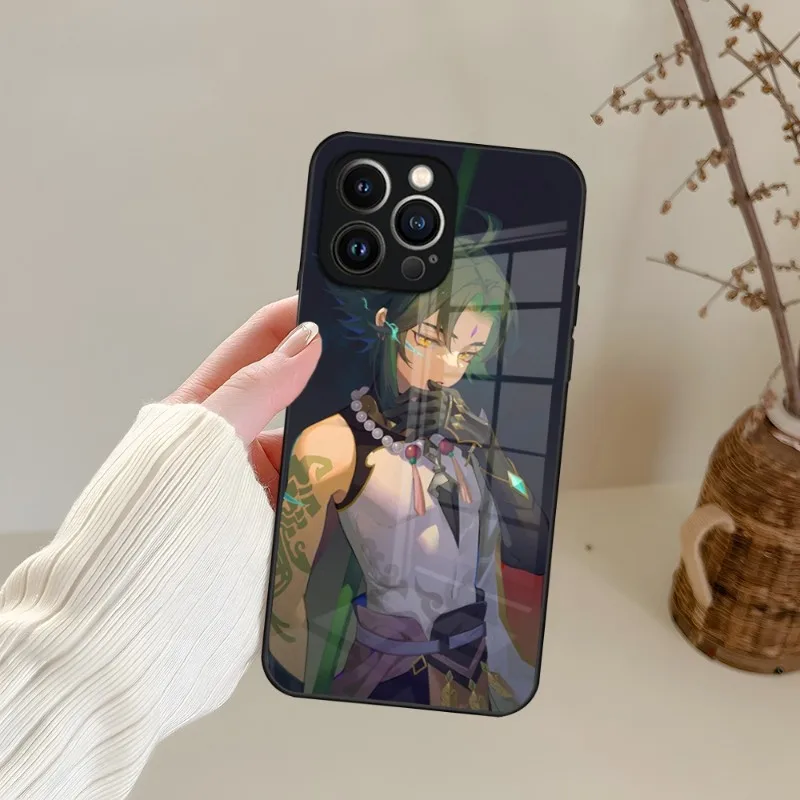 Чехол для телефона Genshin Impact Xiao закаленное стекло IPhone 13 14 12 11 Pro XS Max Plus Mini X XR 8 7 6s SE2020