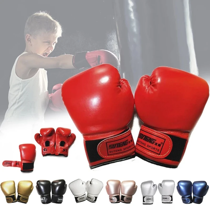 3-10 Years Kids Boxing Gloves For Fun Muay Thai Fight Sanda Martial Arts Bag Punching Training PU Mitts Glove Gear 24BD images - 6
