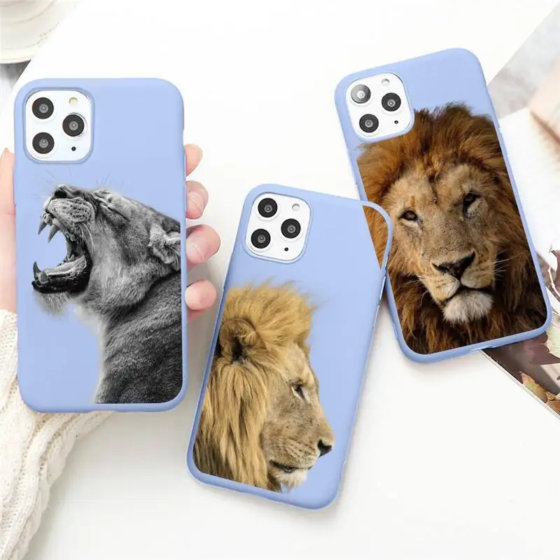 

Lion Alpha Male Phone Case for iPhone 13 12 mini 11 Pro Max X XR XS 8 7 6s Plus Candy purple Silicone cover