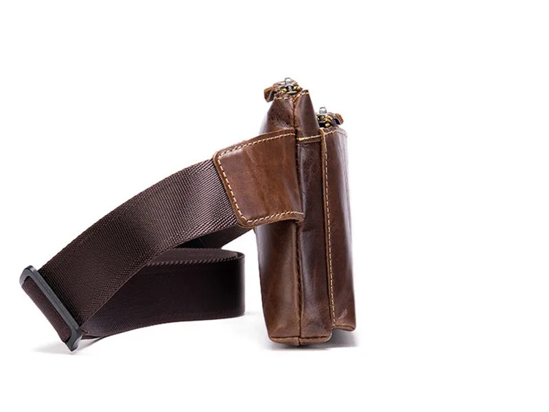 Simple casual  designer natural real leather multifunctional men's chest bag retro luxury summer sports lightweight waist bag