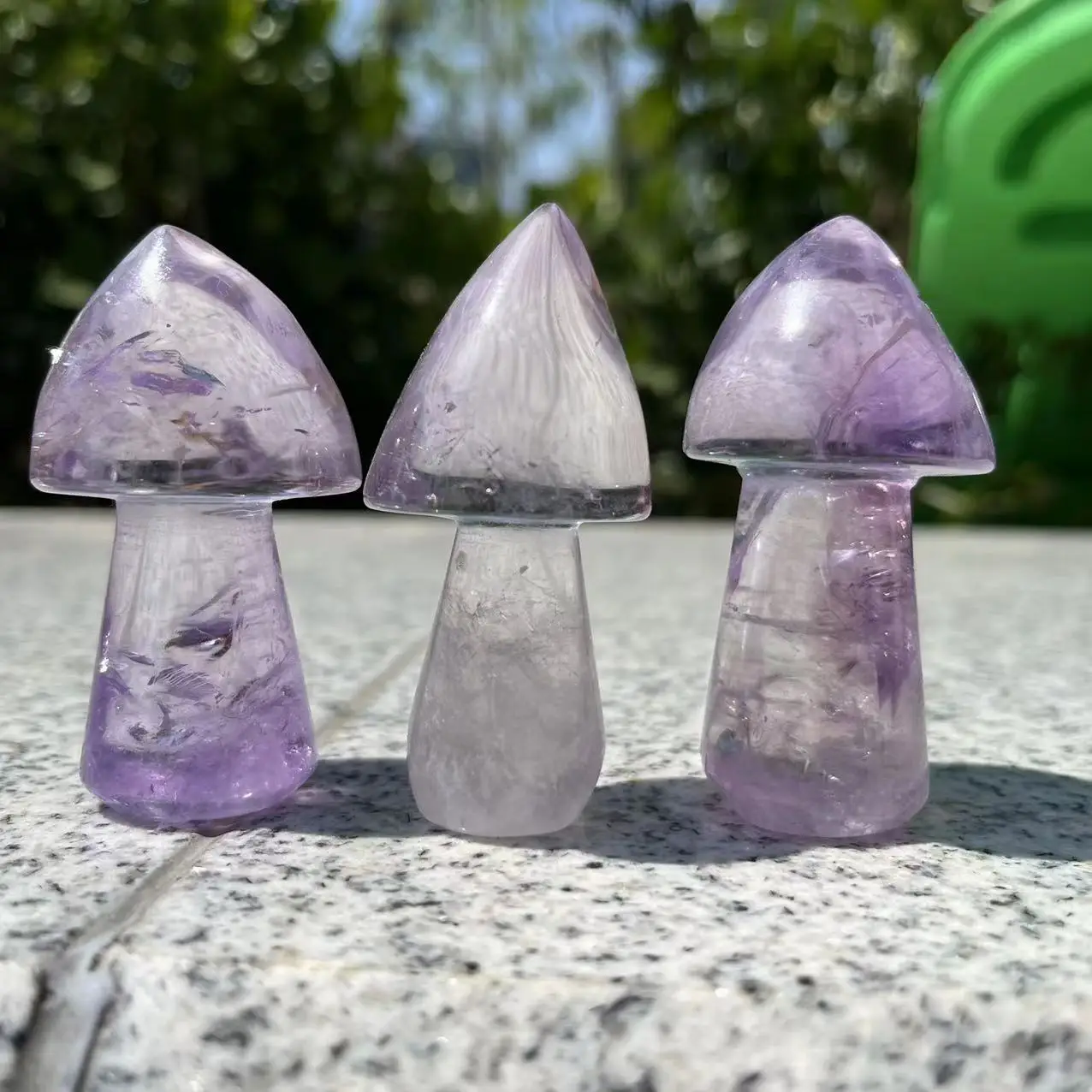 

Mushroom Statue Natural Amethyst Stones purple Chakra Carved Healing Crystal Gems Worry Stone Home Decoration Fish Tank Decor