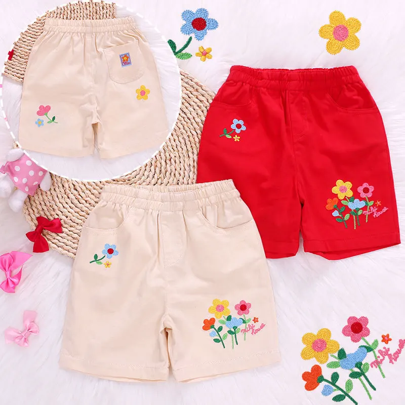 

Детские летние шорты в японском стиле с цветочной вышивкой, 2 цвета